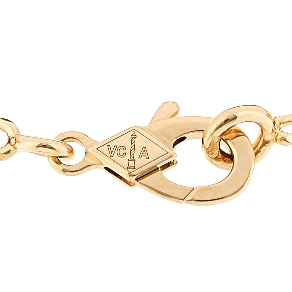 18K Yellow Gold Malachite 5 Motifs Vintage Alhambra Bracelet
