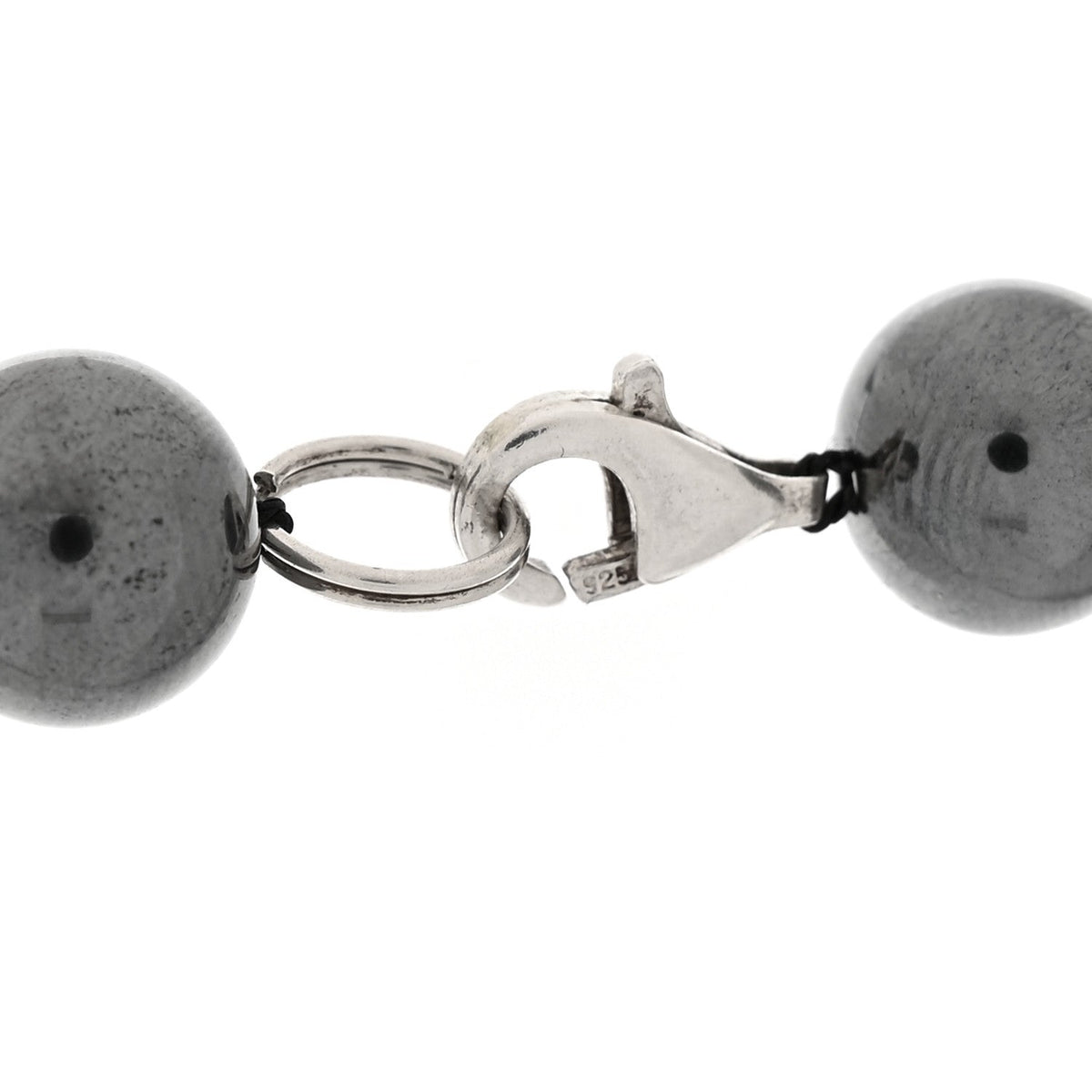 Sterling Silver Hematite Hammered Bead Station Necklace