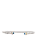 Sterling Silver 18K Yellow Gold Blue Topaz 4mm Cable Classics Bracelet
