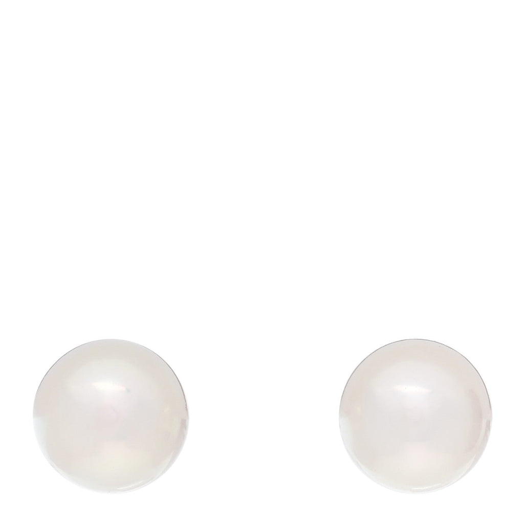 18K White Gold Akoya Cultured Pearl 6-6.5mm Stud Earrings