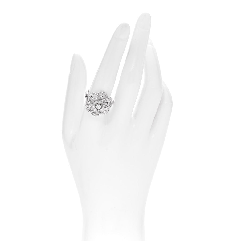 18K White Gold Diamond 1.24ctw Flower Ring 59 8.75