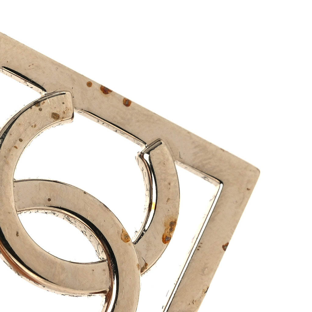 Metal Square Cutout CC Hoop Earrings Gold