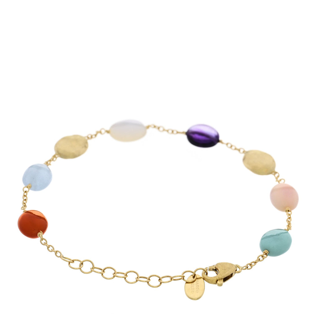 18K Yellow Gold Multi Gemstone Africa Single Strand Bracelet
