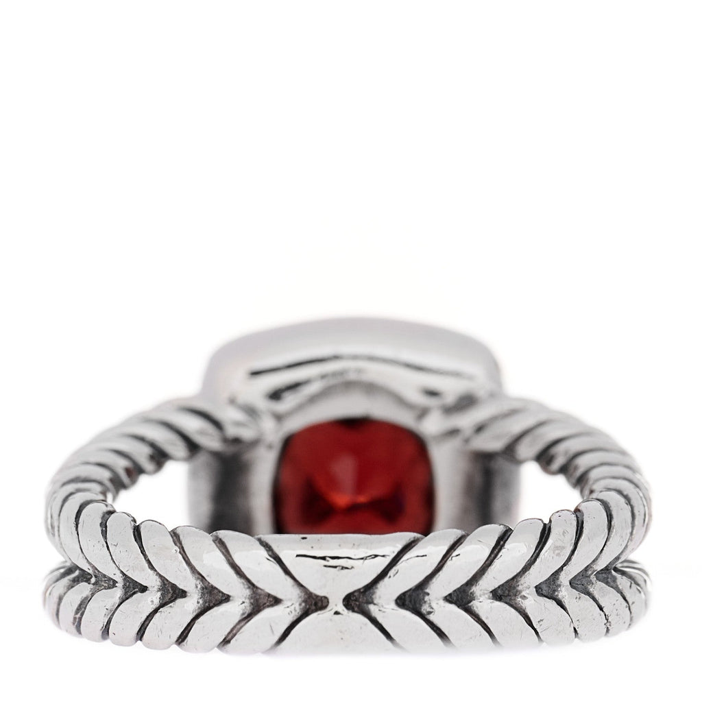 Sterling Silver Diamond Garnet 7mm Petite Albion Ring 47 4.25