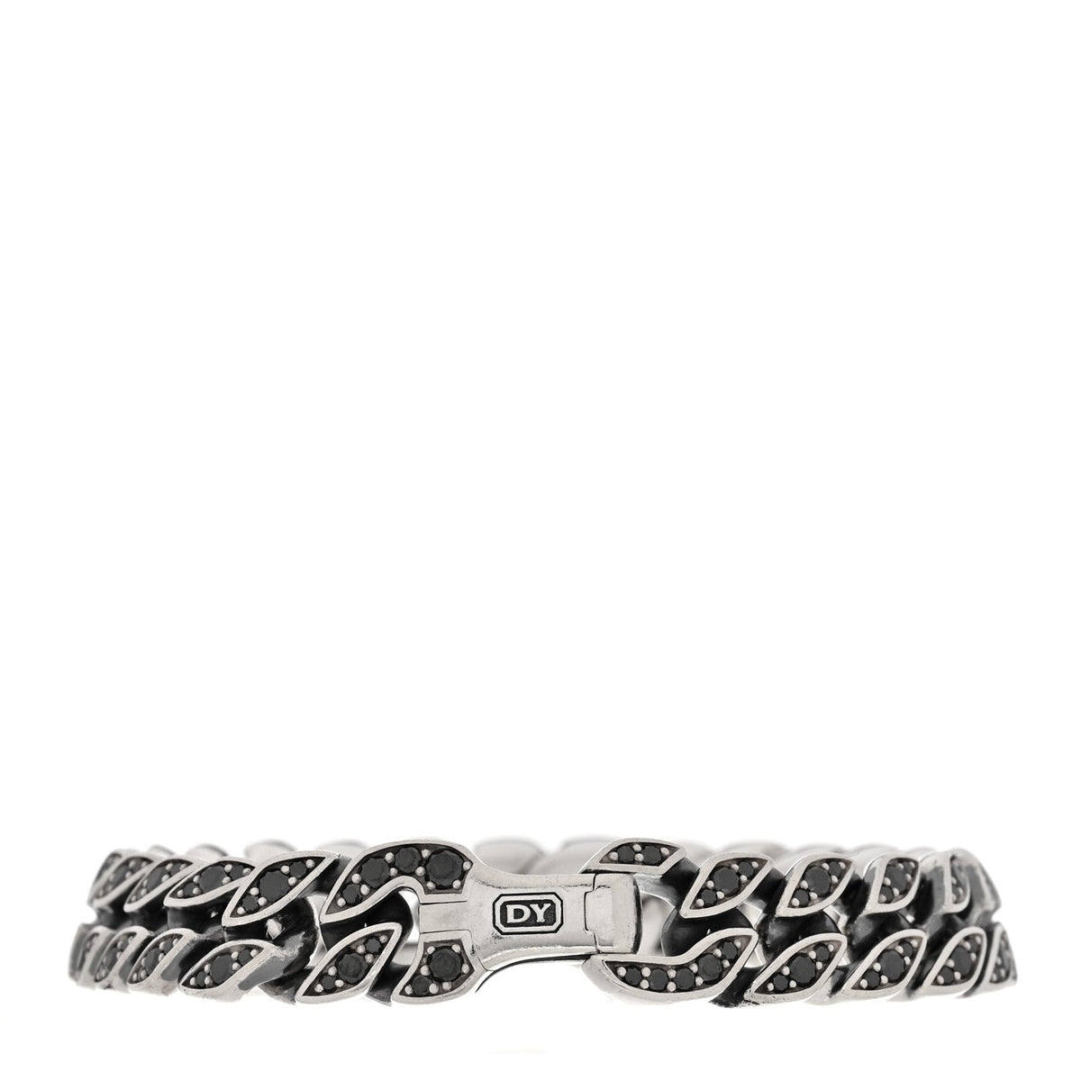 Sterling Silver Black Diamond 11.5mm Curb Chain Bracelet
