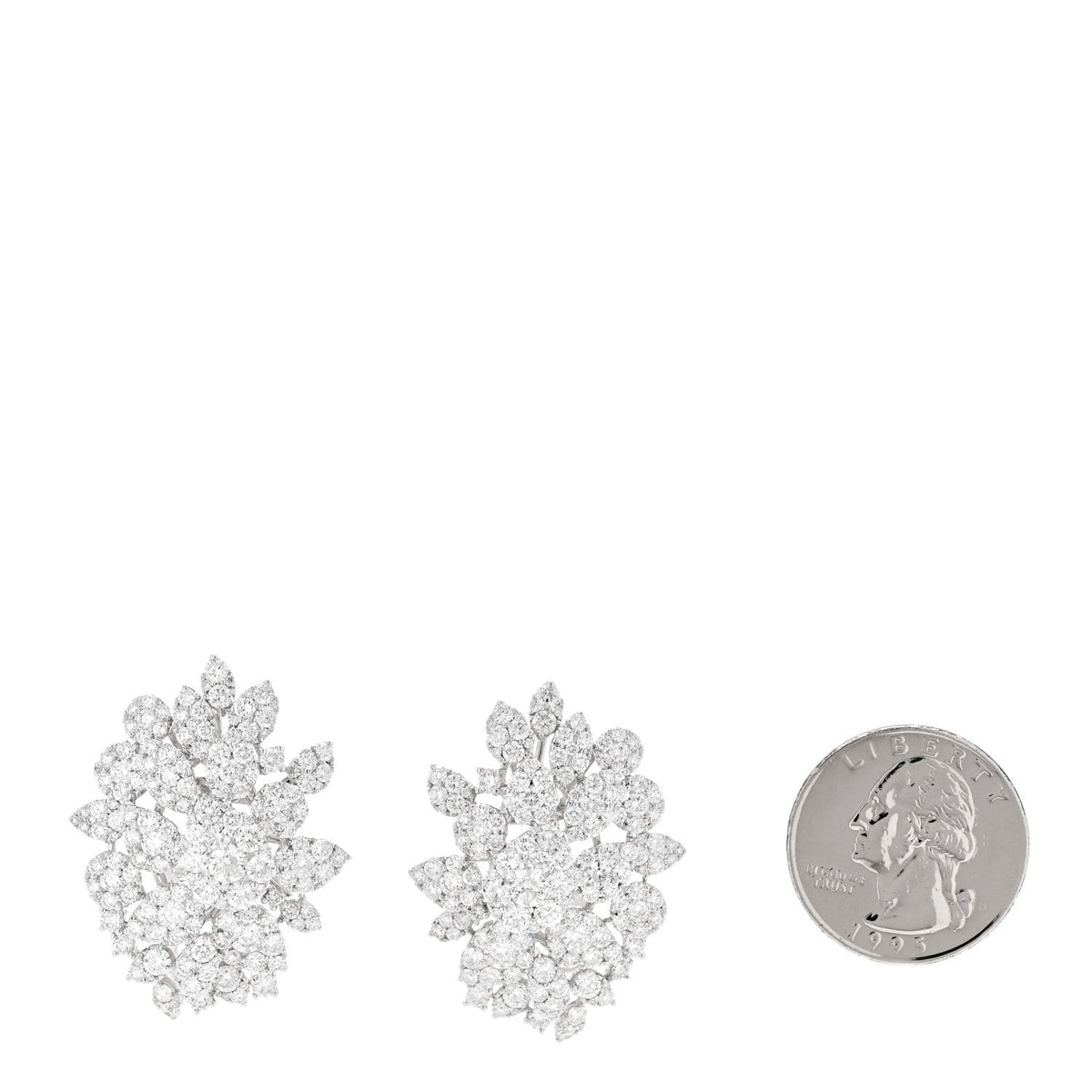 18K White Gold Diamond 9.28ctw Cluster Earrings