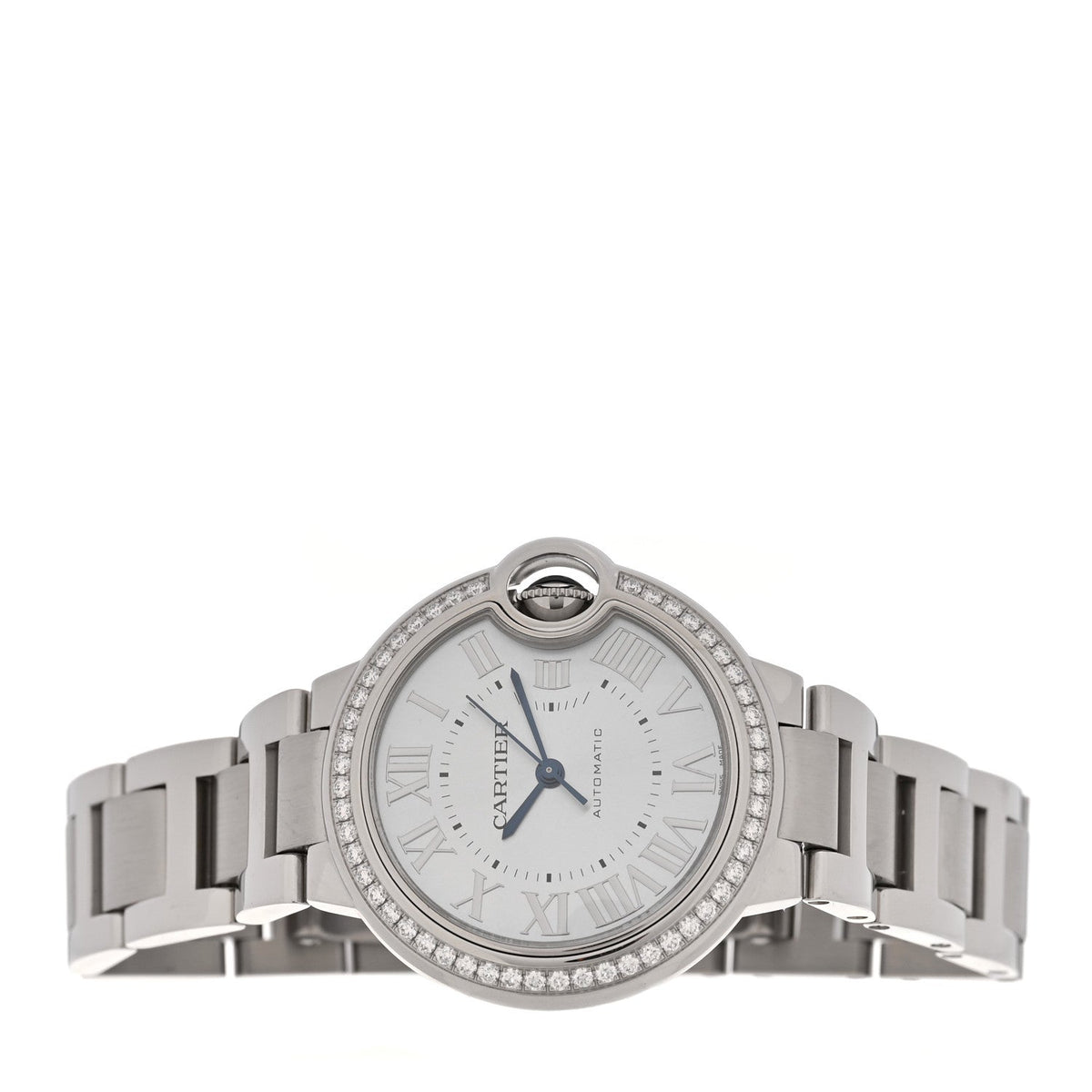 Stainless Steel Diamond Bezel 33mm Ballon Bleu De Cartier Automatic Watch Blue
