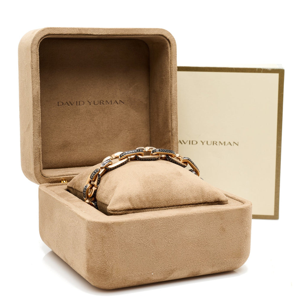 18K Rose Gold Black Diamond Streamline Link Bracelet