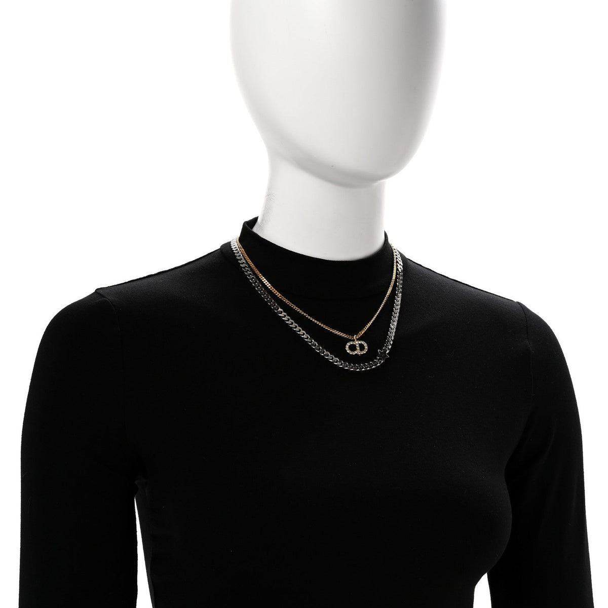 Metal Crystal CD Star Chain Necklace Gold Silver