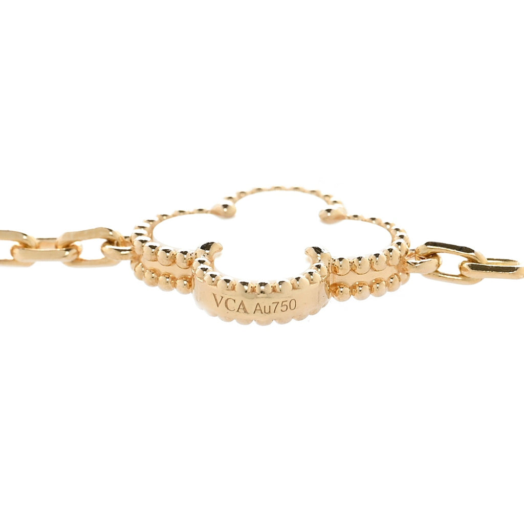 18K Yellow Gold Mother of Pearl 10 Motifs Vintage Alhambra Necklace
