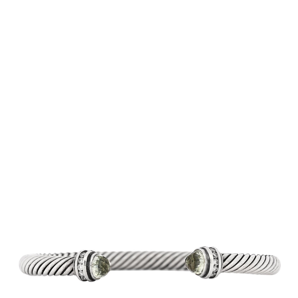 Sterling Silver Diamond Prasiolite 5mm Cable Classics Bracelet