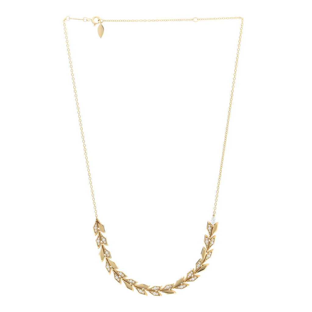 18K Yellow Gold Diamond Victoria Vine East West Necklace
