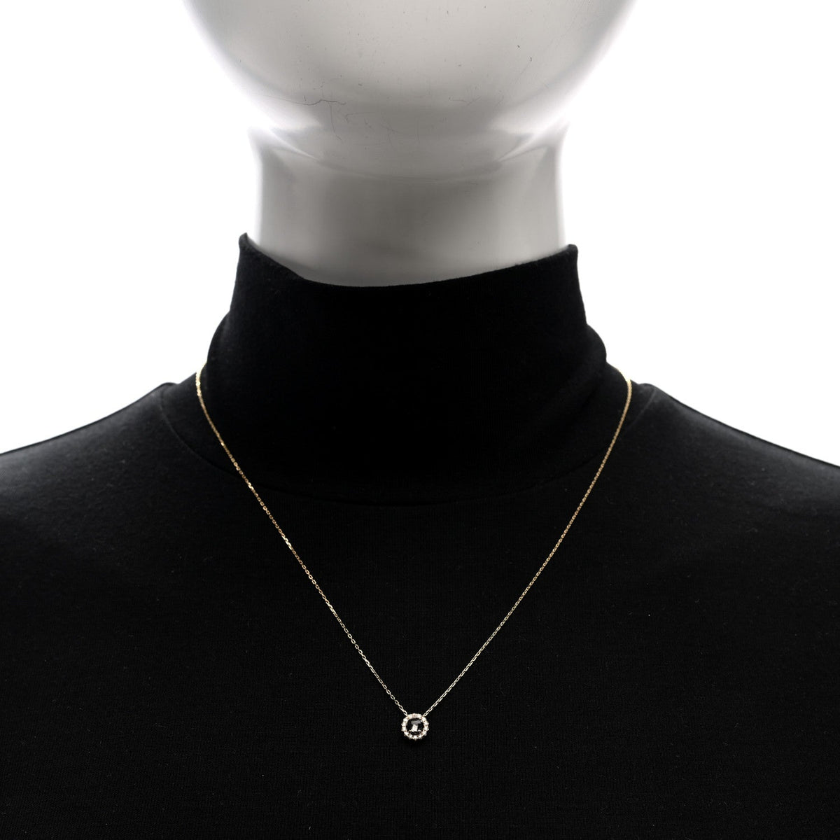 14K Yellow Gold Diamond Black Night Quartz Halo Pendant Necklace