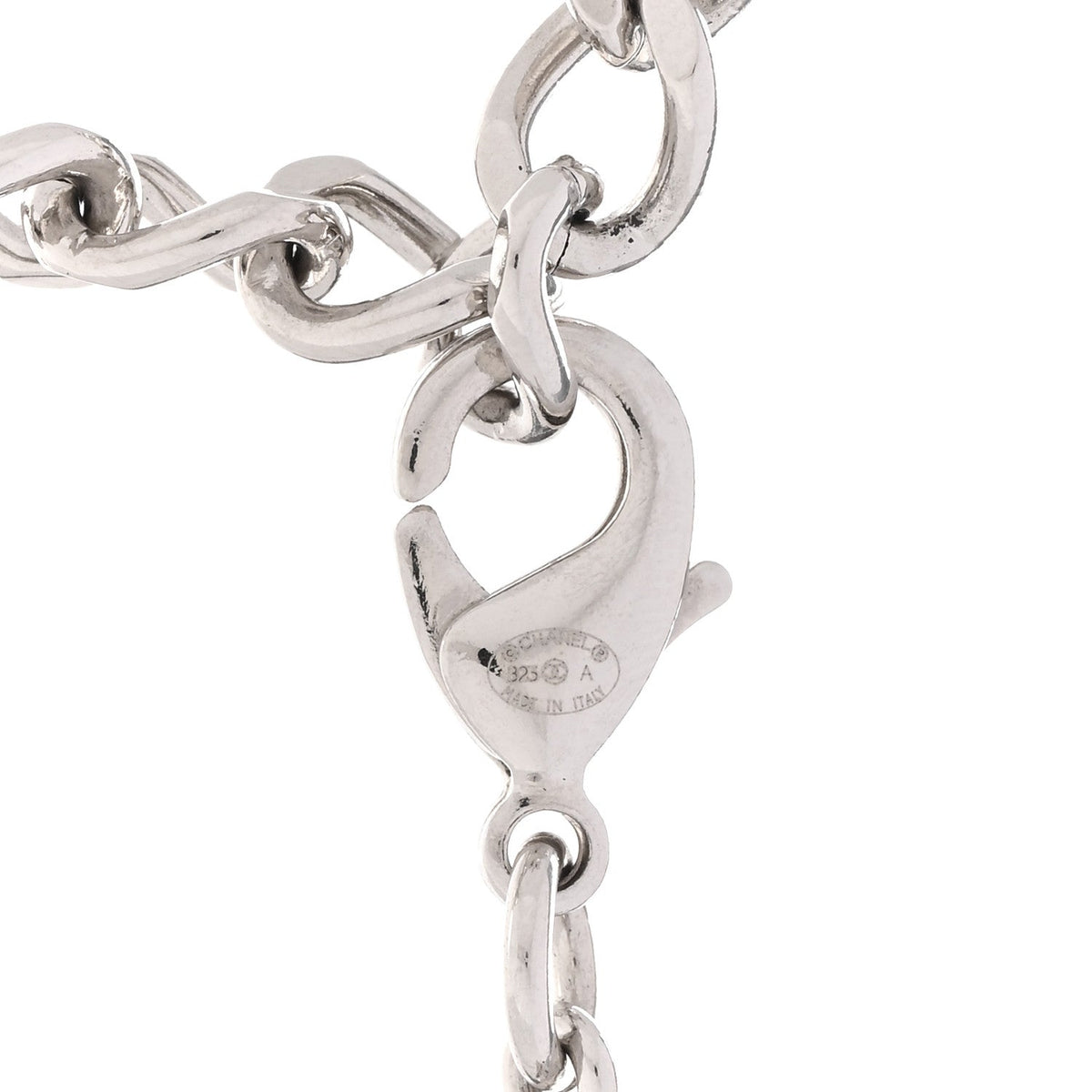 Crystal Pearl CC Bow Drop Necklace Silver