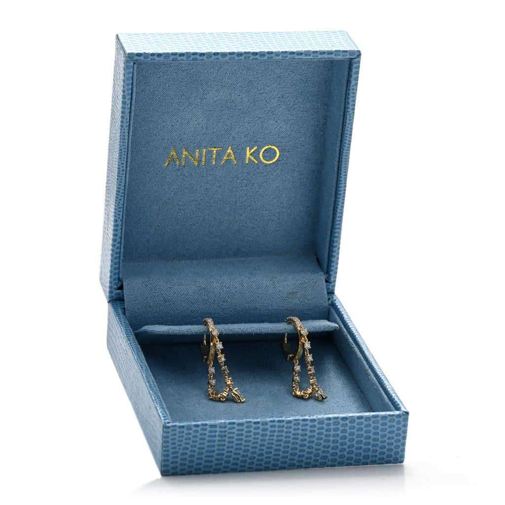 18K Yellow Gold Diamond Sienna Huggies Earrings