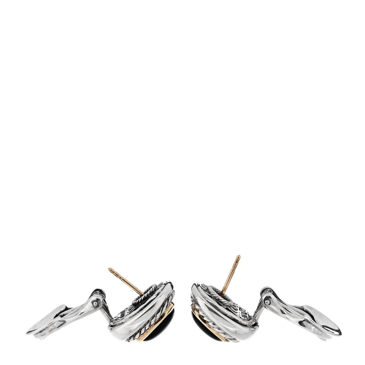 Sterling Silver 14K Yellow Gold Black Onyx 11mm Albion Earrings