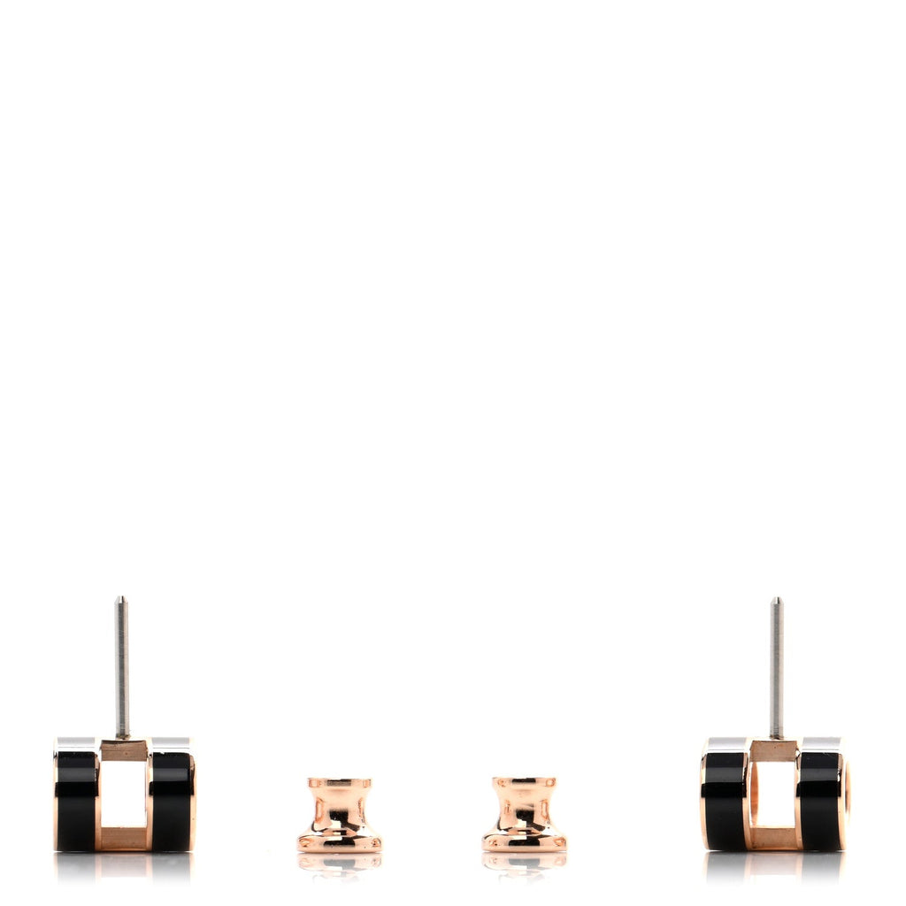 Rose Gold Lacquered Pop H Earrings Black