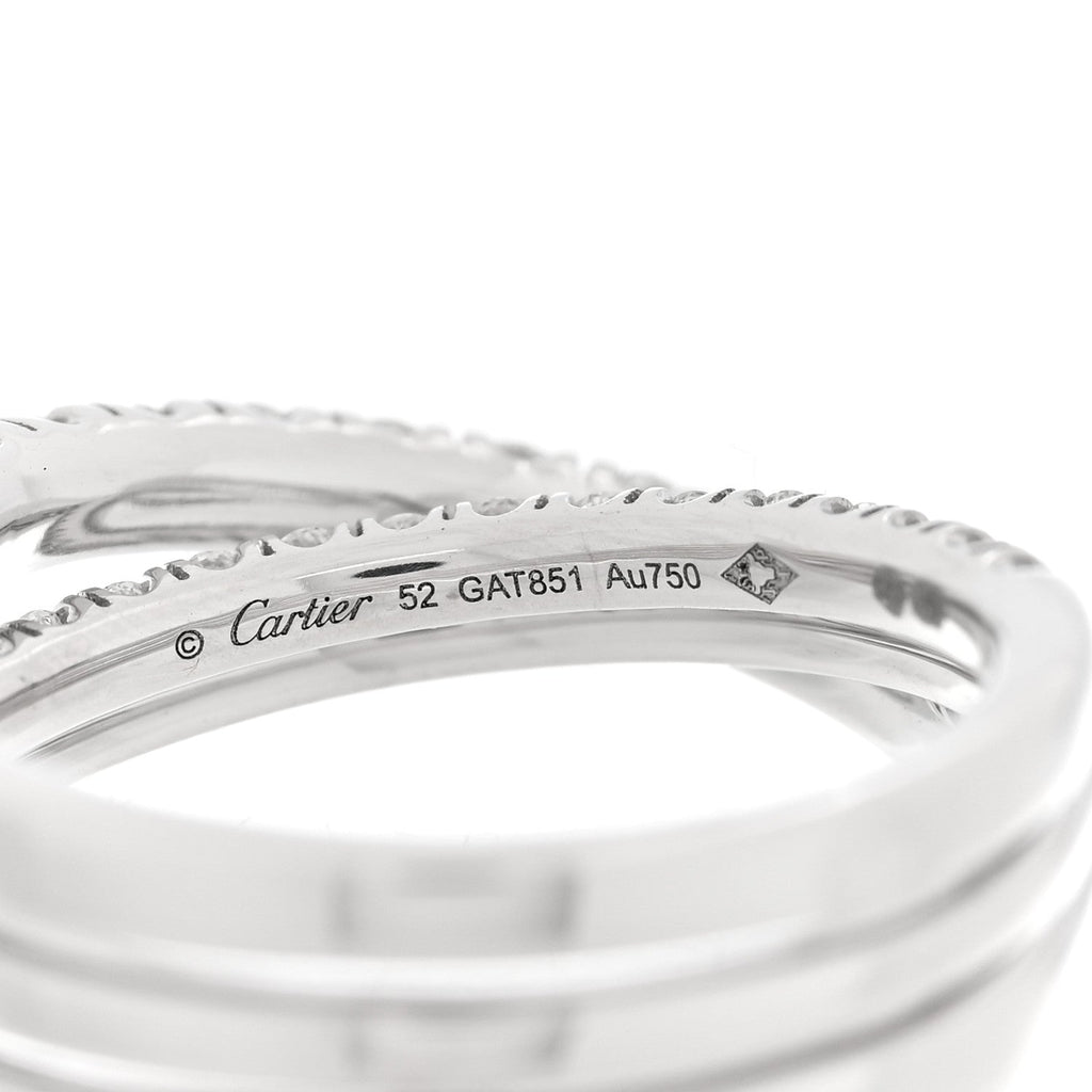 18K White Gold Diamond Etincelle de Cartier Semi Paved Ring 52 6