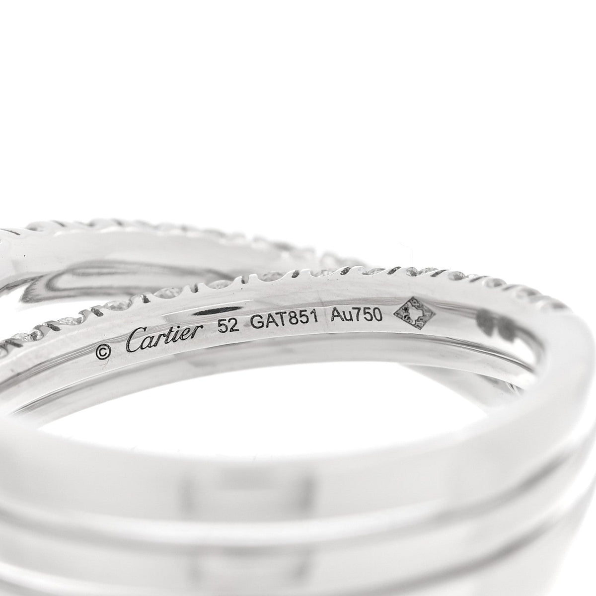 18K White Gold Diamond Etincelle de Cartier Semi Paved Ring 52 6