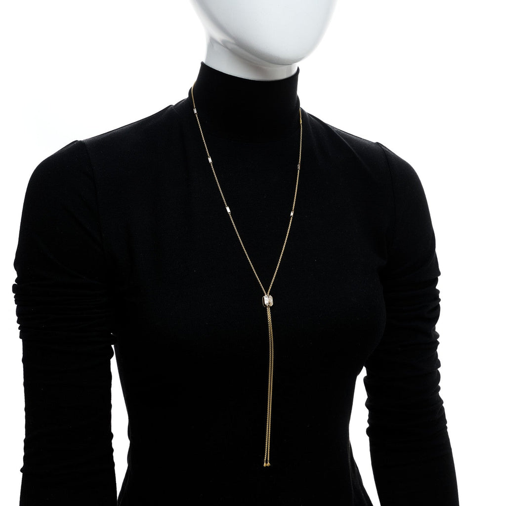 18K Yellow Gold Diamond Stax Lariat Necklace