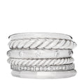 Sterling Silver Diamond 16mm Stax Wide Stacked Ring 57 8