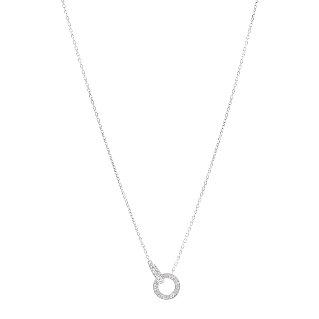 18K White Gold Diamond Interlocking LOVE Paved Necklace