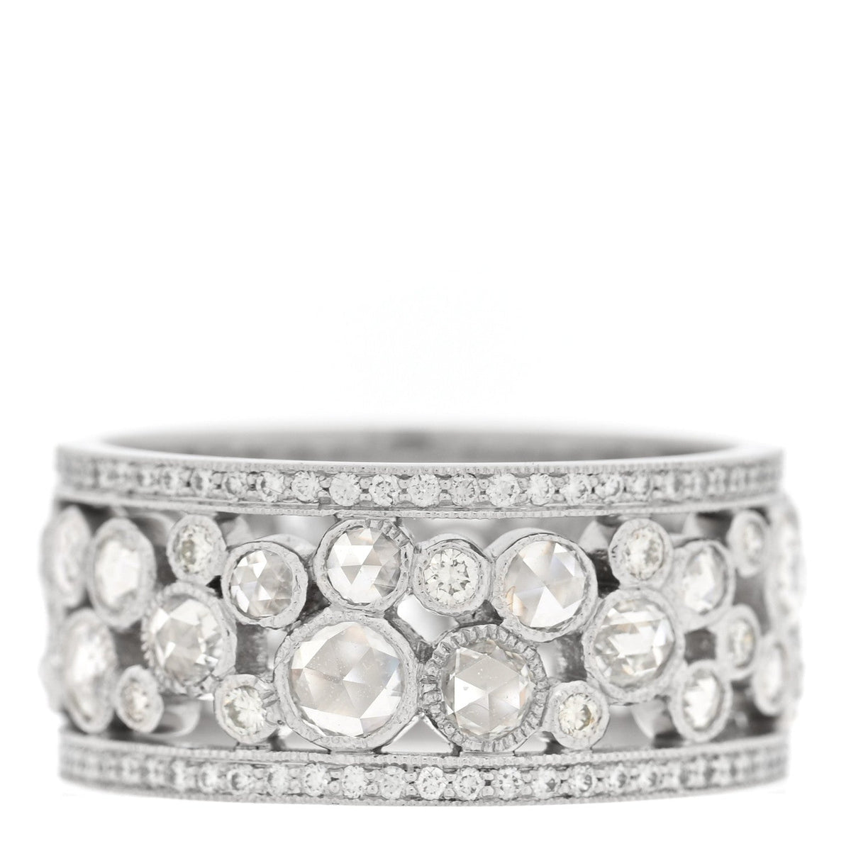 Platinum Diamond Cobblestone Band Ring 57 8