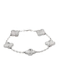18K White Gold 5 Motifs Guilloche Vintage Alhambra Bracelet