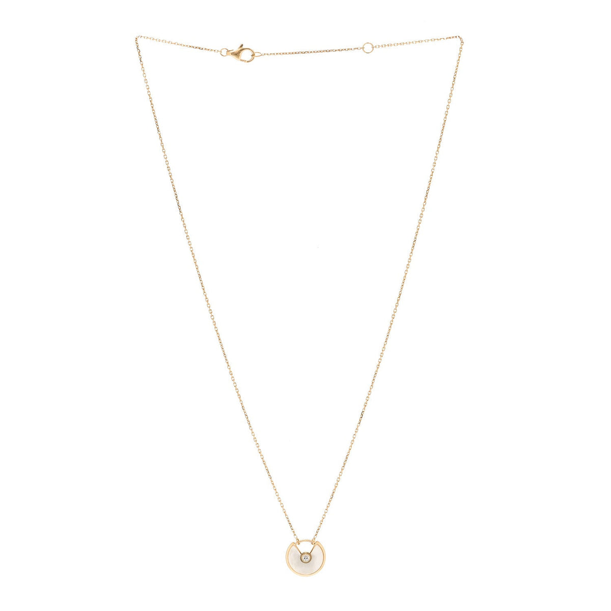 18K Yellow Gold Diamond Mother of Pearl XS Amulette de Cartier Pendant Necklace