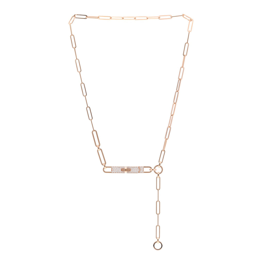 18K Rose Gold Diamond Pave PM Kelly Chaine Lariat Necklace ST