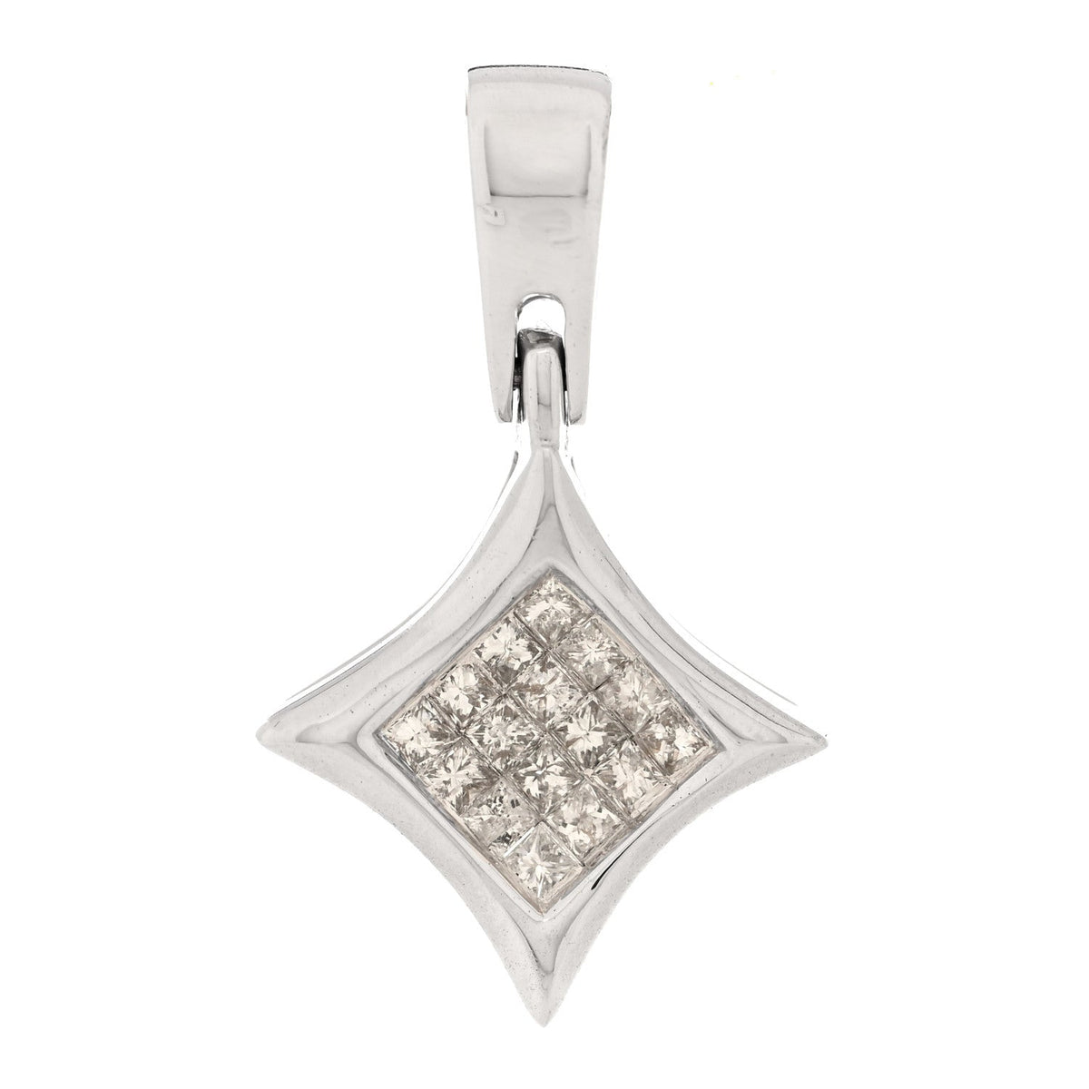 14K White Gold Diamond .32ctw Princess Cut Star Pendant