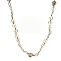 Metal Crystal Bead Flower Long Necklace Gold