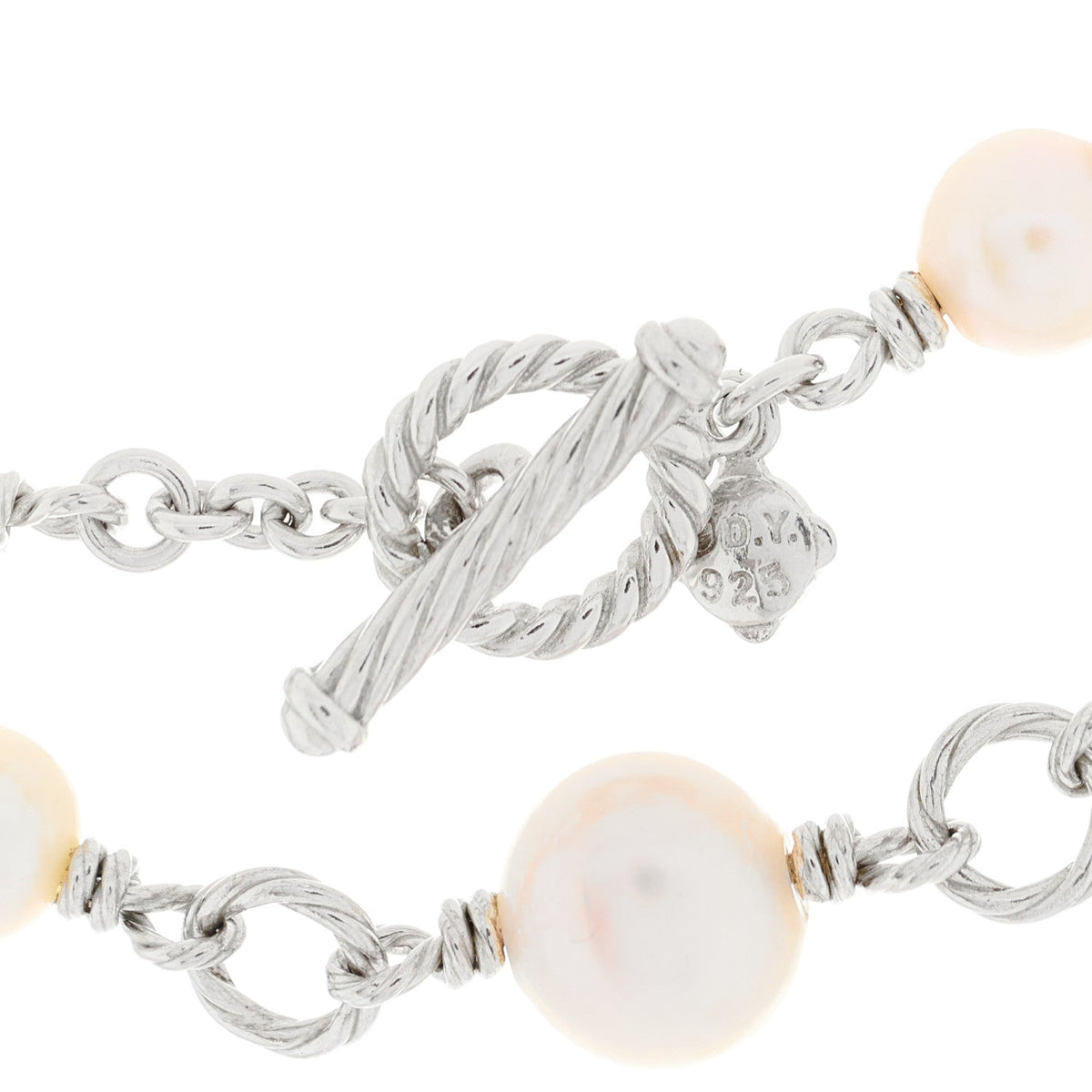 Sterling Silver Cultured Pearl Quatrefoil Long Chain Necklace