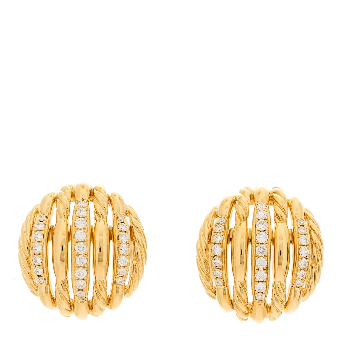 18K Yellow Gold Diamond Tides Earrings