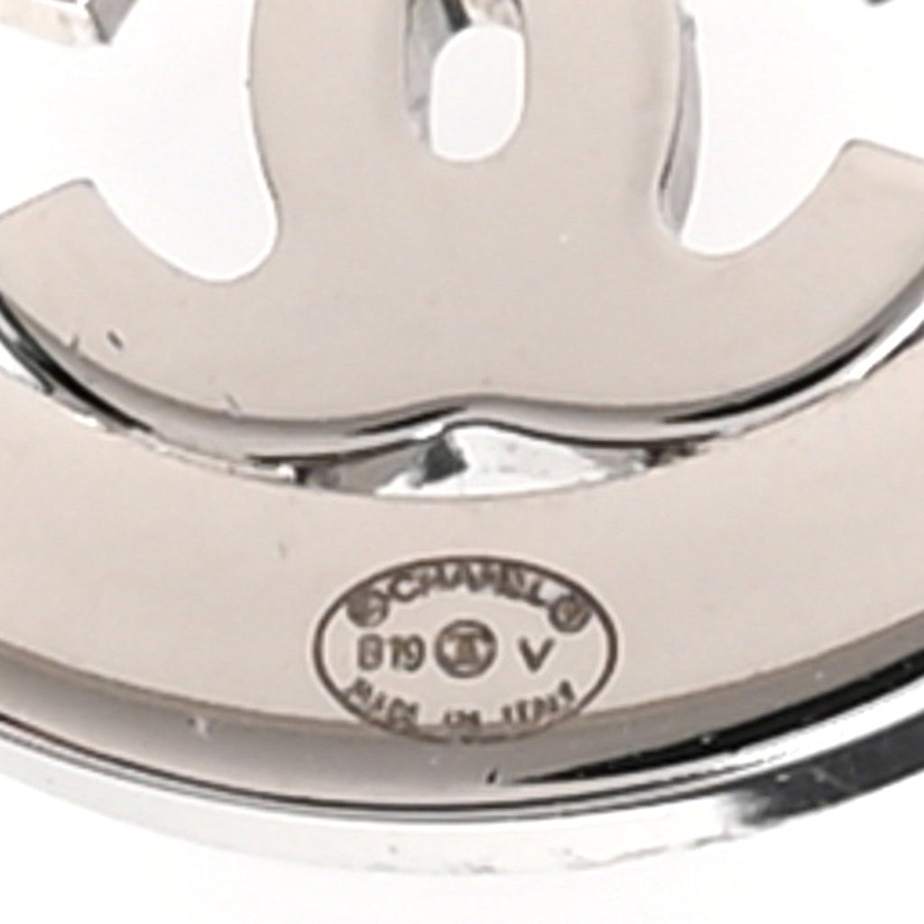 Crystal CC Round Earrings Silver