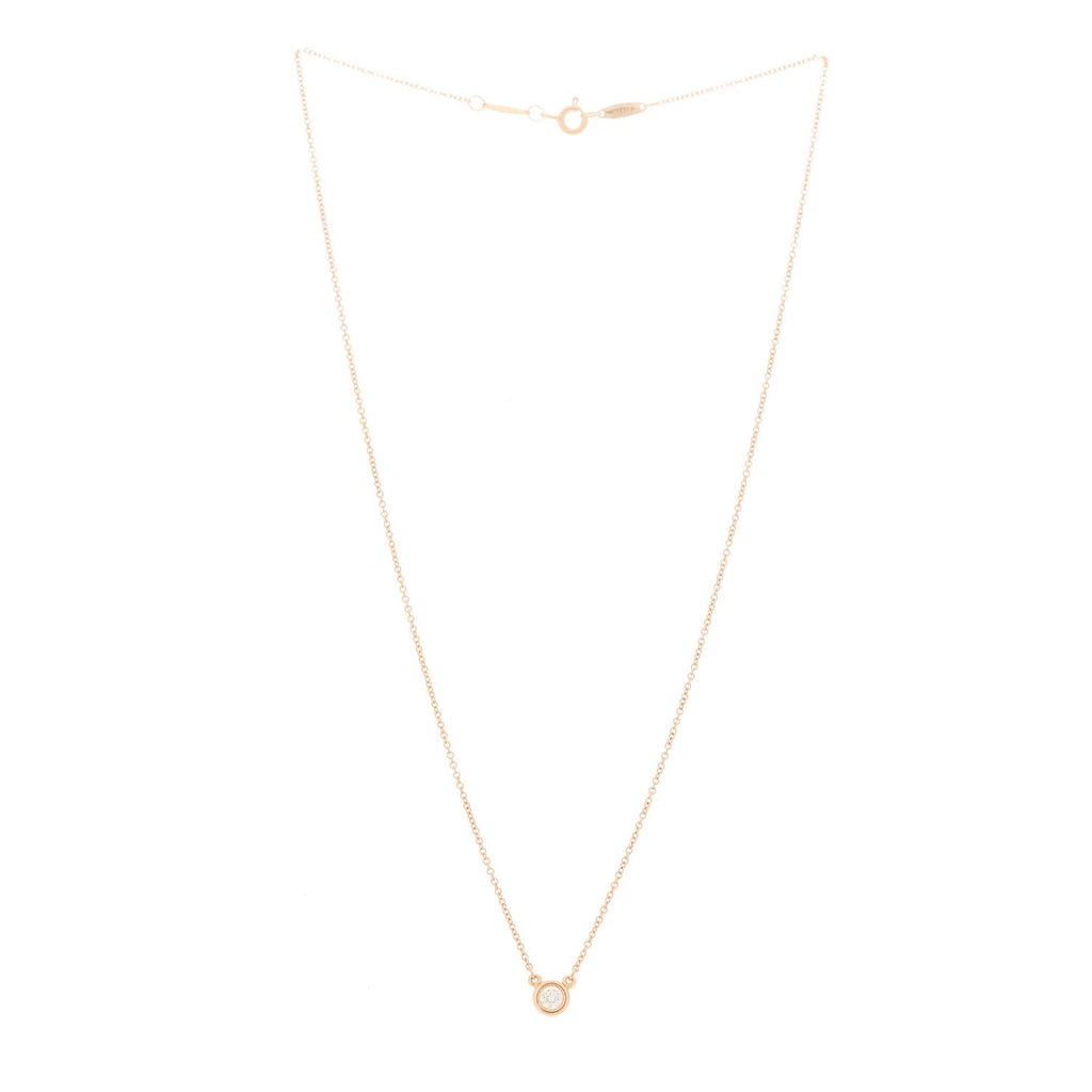 18K Rose Gold Diamond .17ct Elsa Peretti Diamonds by the Yard Pendant Necklace