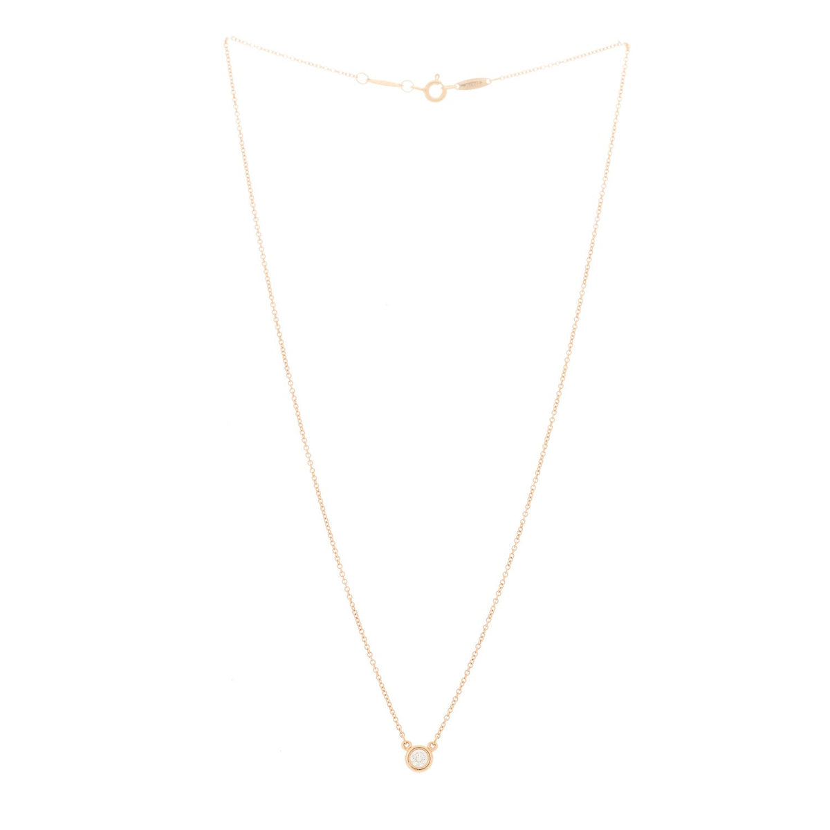 18K Rose Gold Diamond .17ct Elsa Peretti Diamonds by the Yard Pendant Necklace