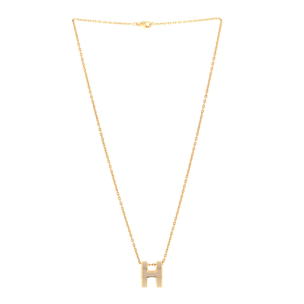 Lacquered Gold Pop H Pendant Necklace Marron Glace