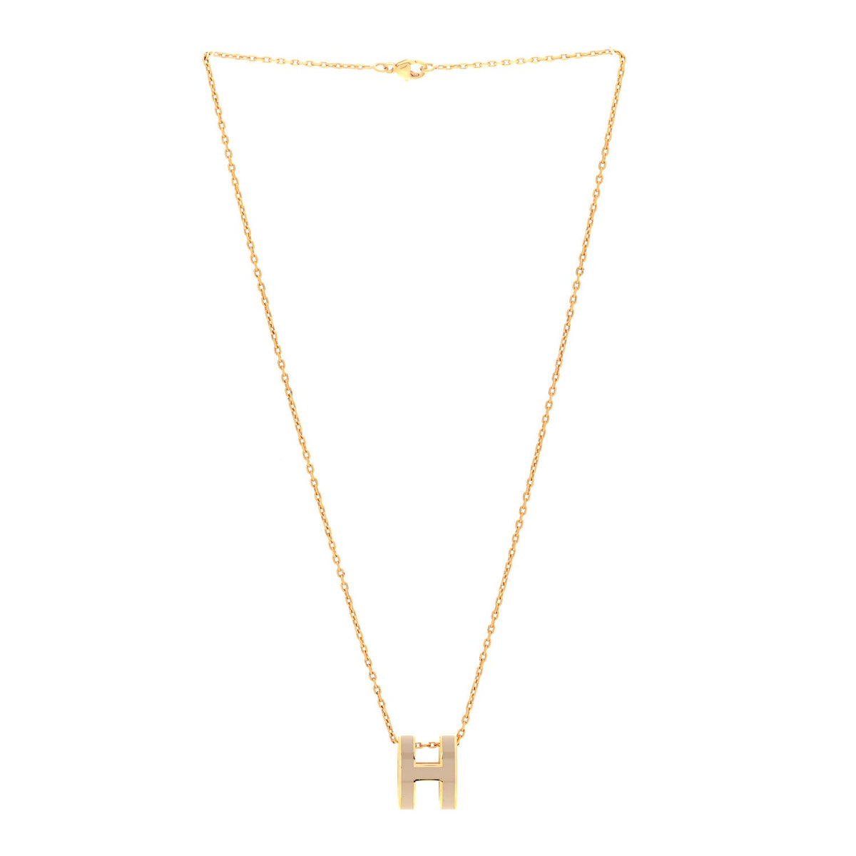 Lacquered Gold Pop H Pendant Necklace Marron Glace