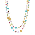 18K Yellow Gold Multi Gemstone Long Necklace