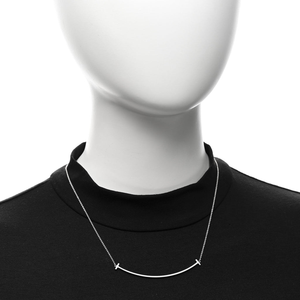 Sterling Silver Large T Smile Pendant Necklace