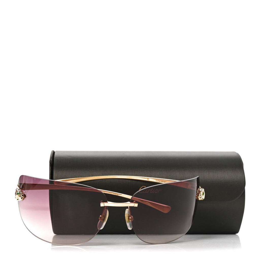 Metal Rimless Panthere De Cartier Sunglasses CT0266S Gold