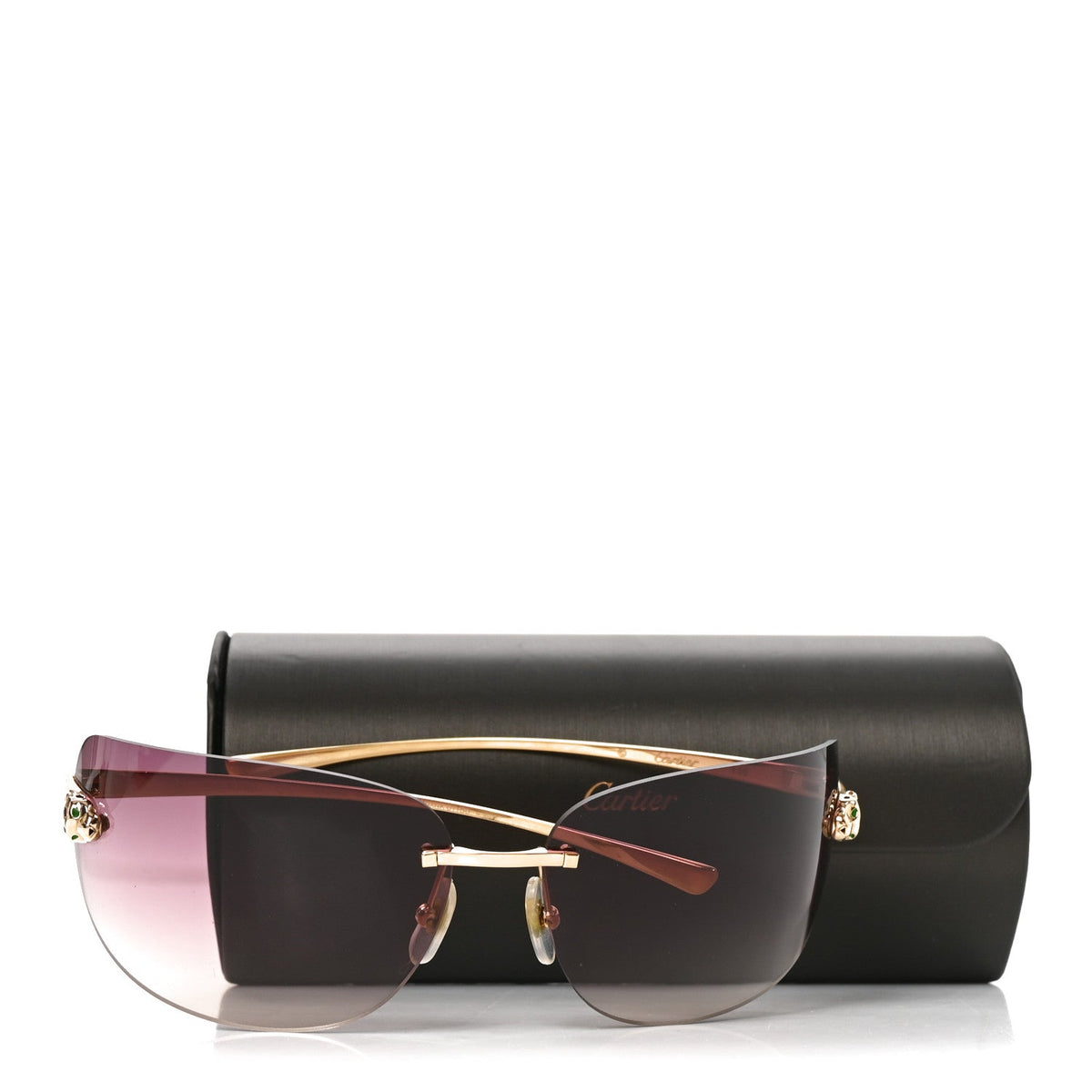 Metal Rimless Panthere De Cartier Sunglasses CT0266S Gold