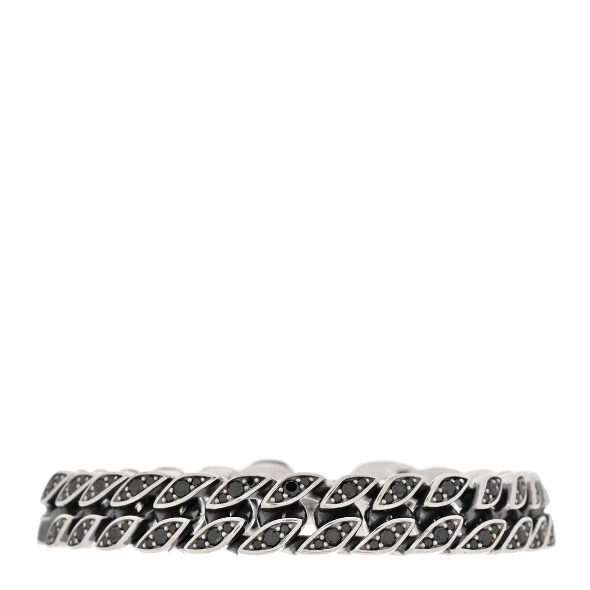Sterling Silver Black Diamond 11.5mm Curb Chain Bracelet