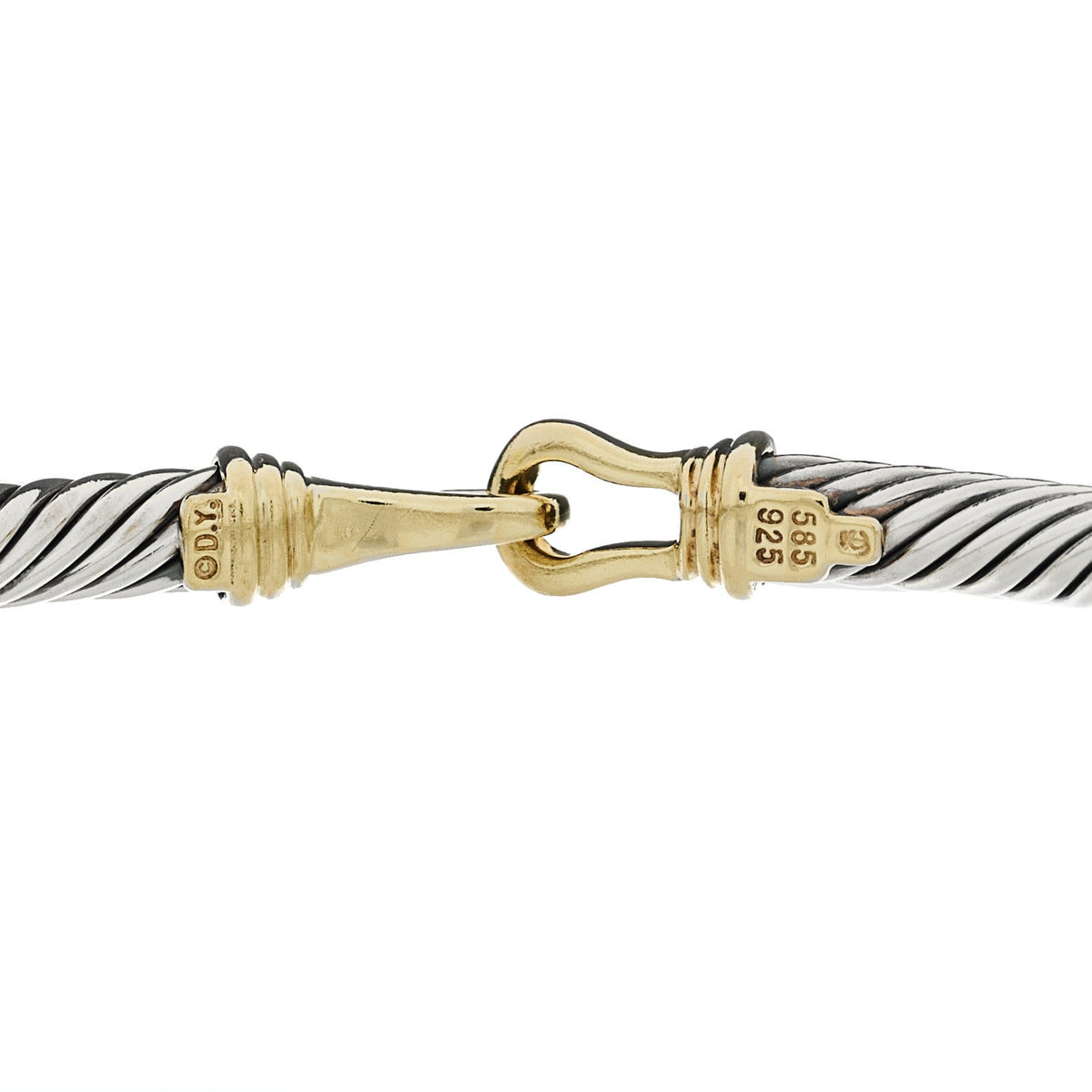 Sterling Silver 14K Yellow Gold 5mm Cable Classic Buckle Bracelet