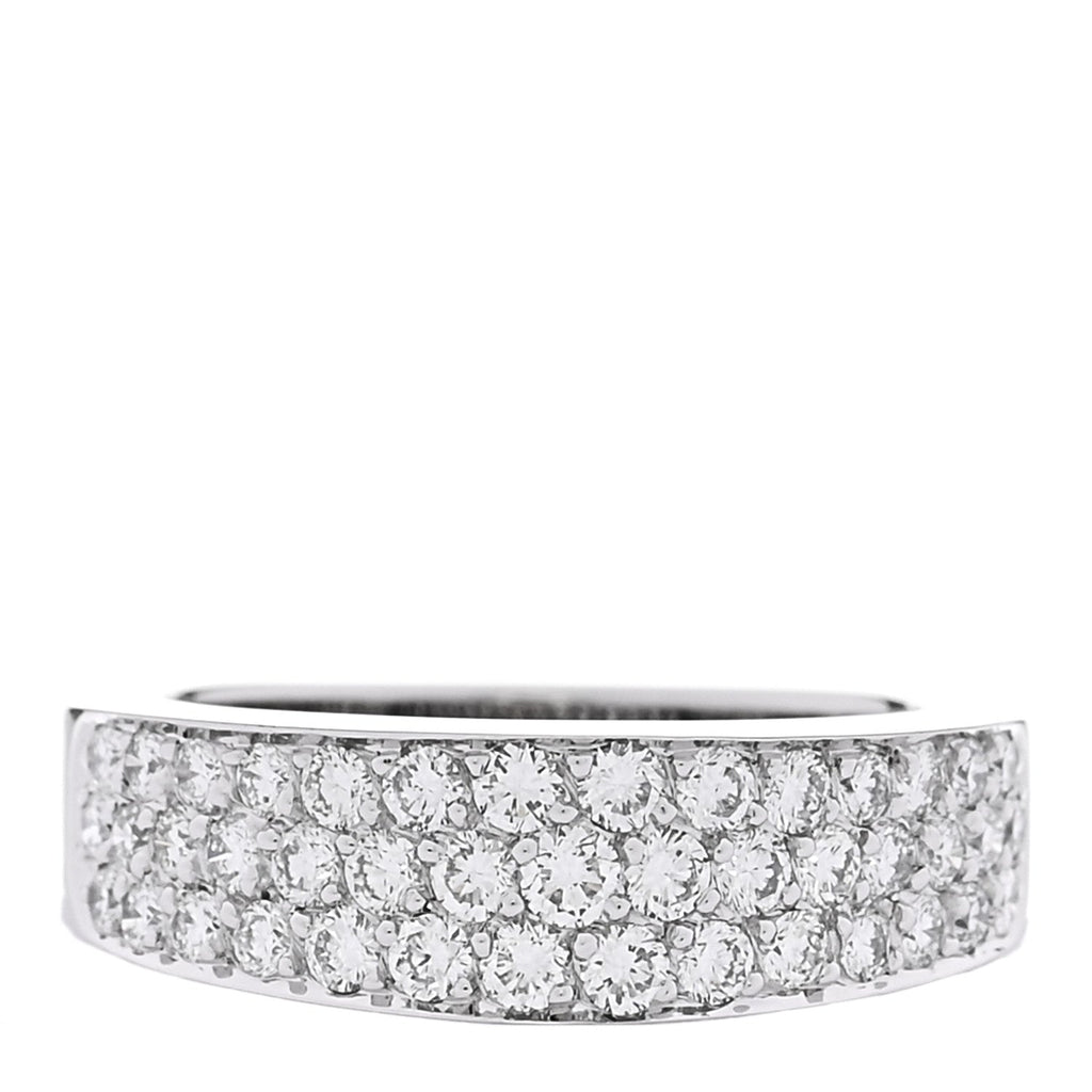 18K White Gold Diamond .92ctw Three Row Half Band Ring 51 5.75