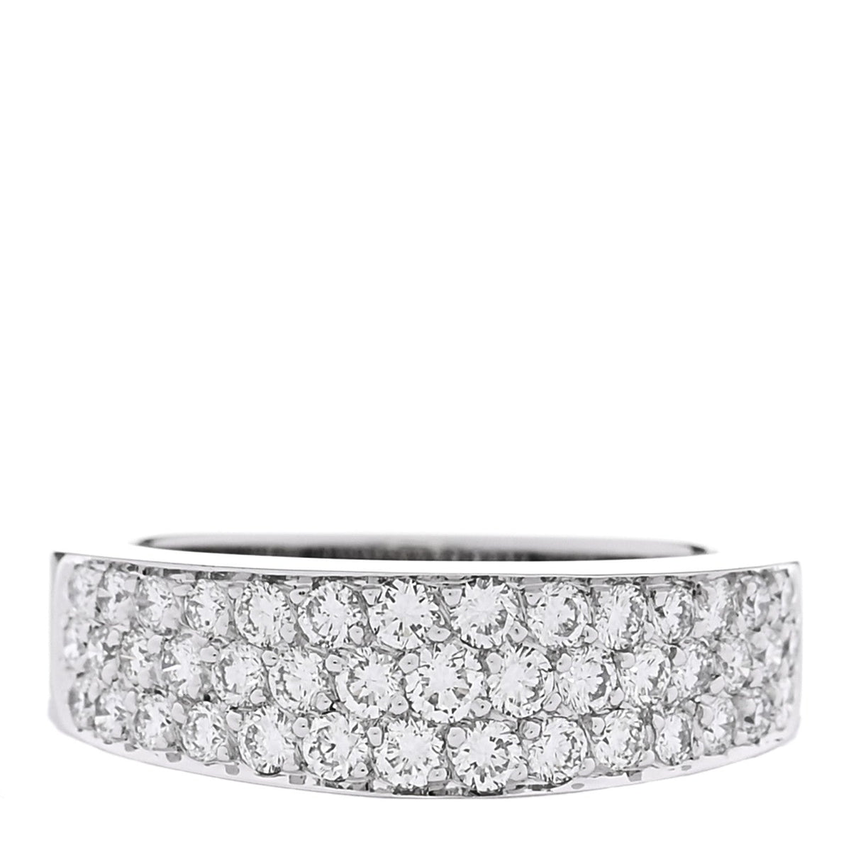18K White Gold Diamond .92ctw Three Row Half Band Ring 51 5.75