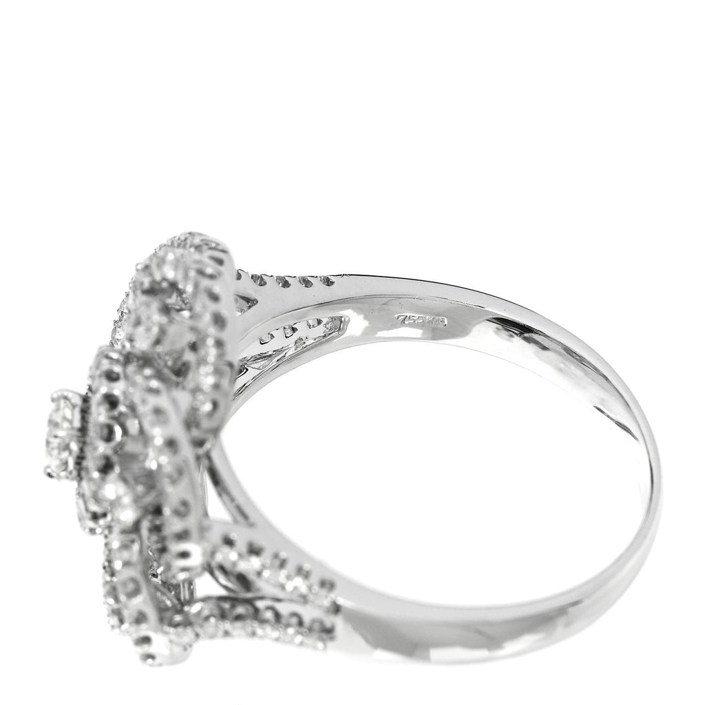 18K White Gold Diamond 1.24ctw Flower Ring 59 8.75