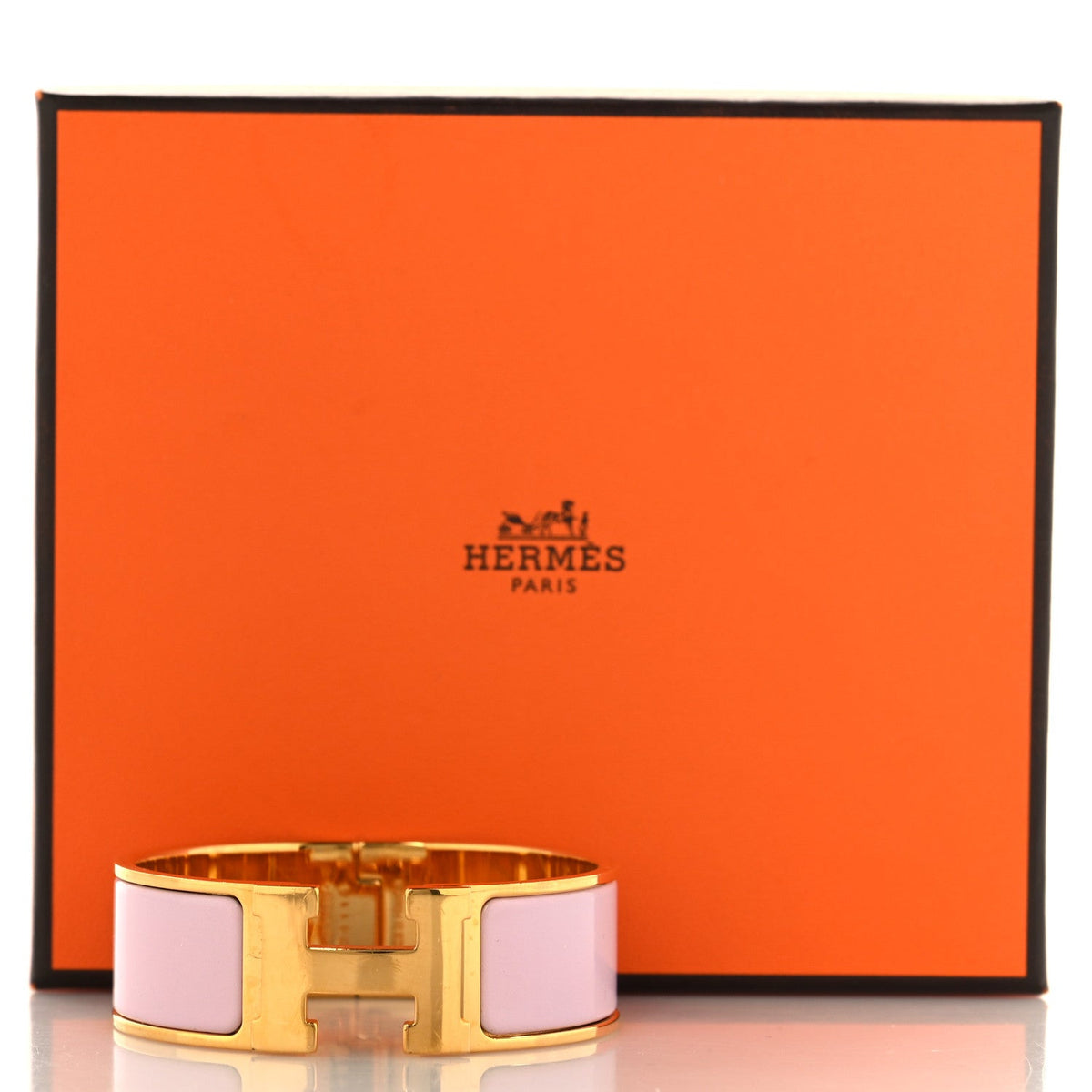 Enamel Wide Clic Clac H Bracelet PM Rose Dragee