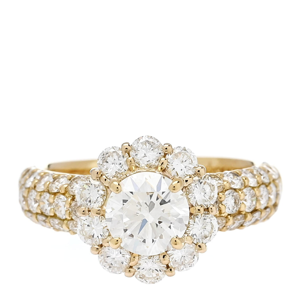18K Yellow Gold Diamond 1.01ct Halo Engagement Ring 53 6.25